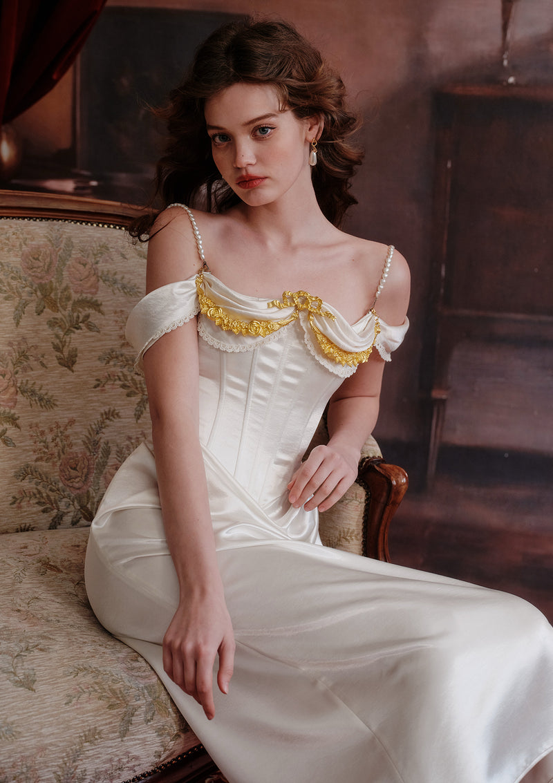 Ivory Maxi Corset Dress