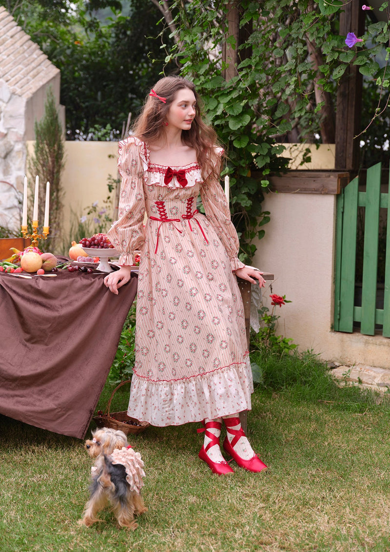 Red Apple Wreath Cottage Dress