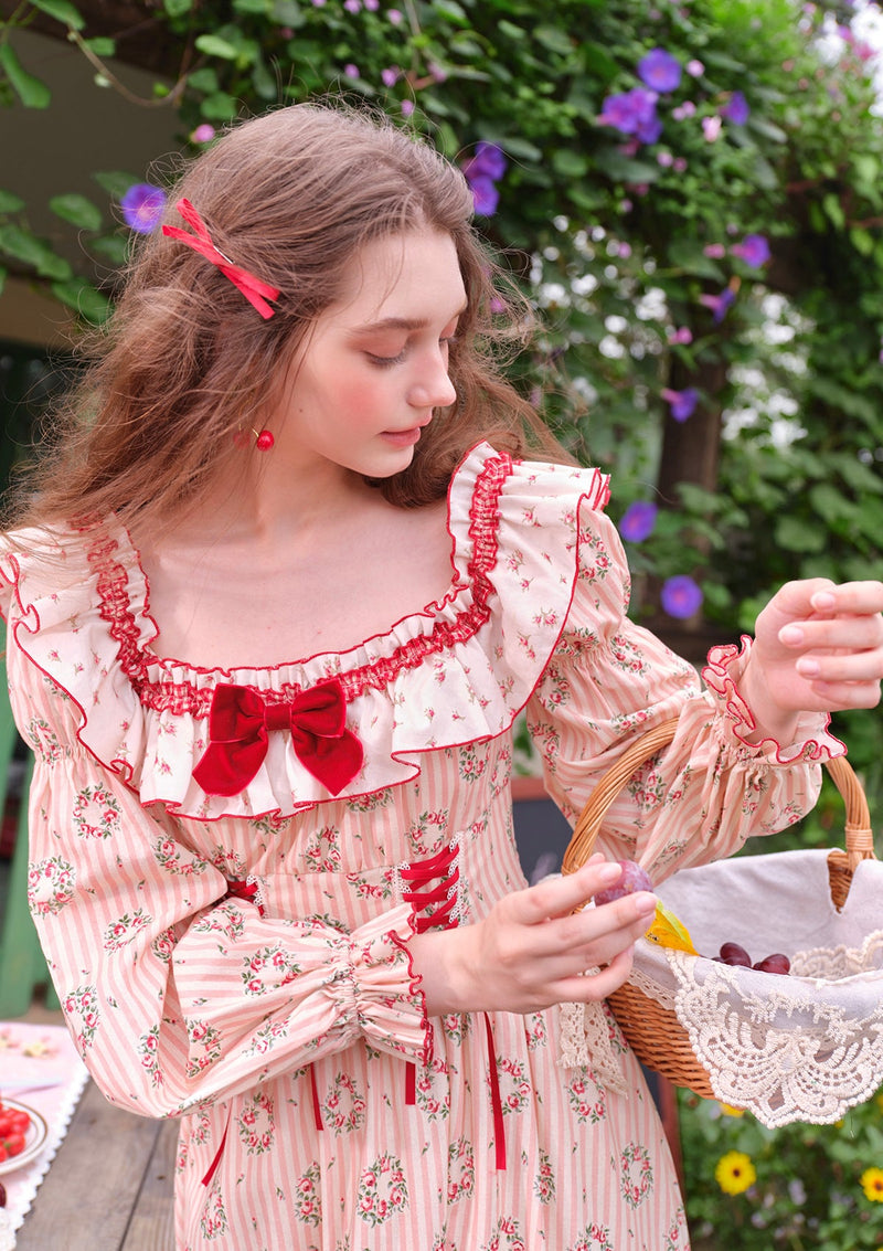 Red Apple Wreath Cottage Dress