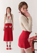 Strawberry Post Office Knit Skirt