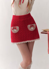 Strawberry Post Office Knit Skirt