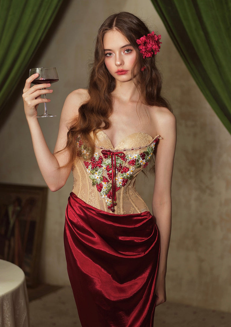 Strawberry Pinot Noir Corset Dress