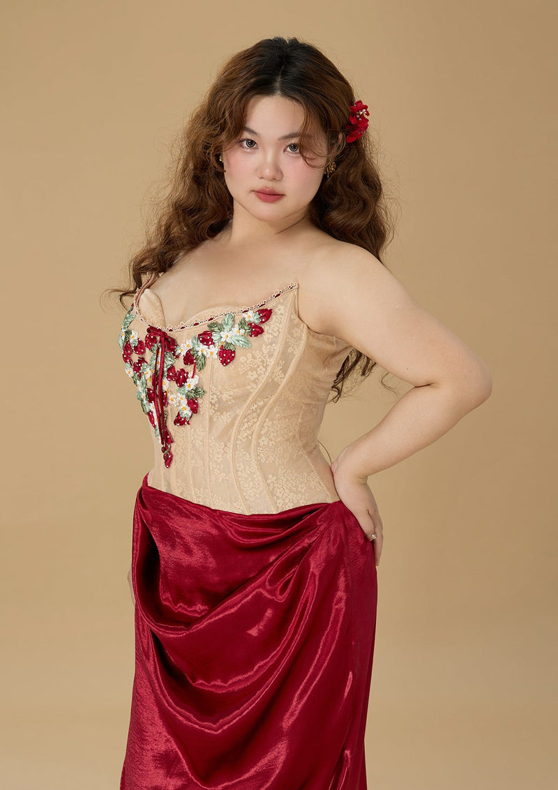 Curve & Plus Strawberry Pinot Noir Corset Dress